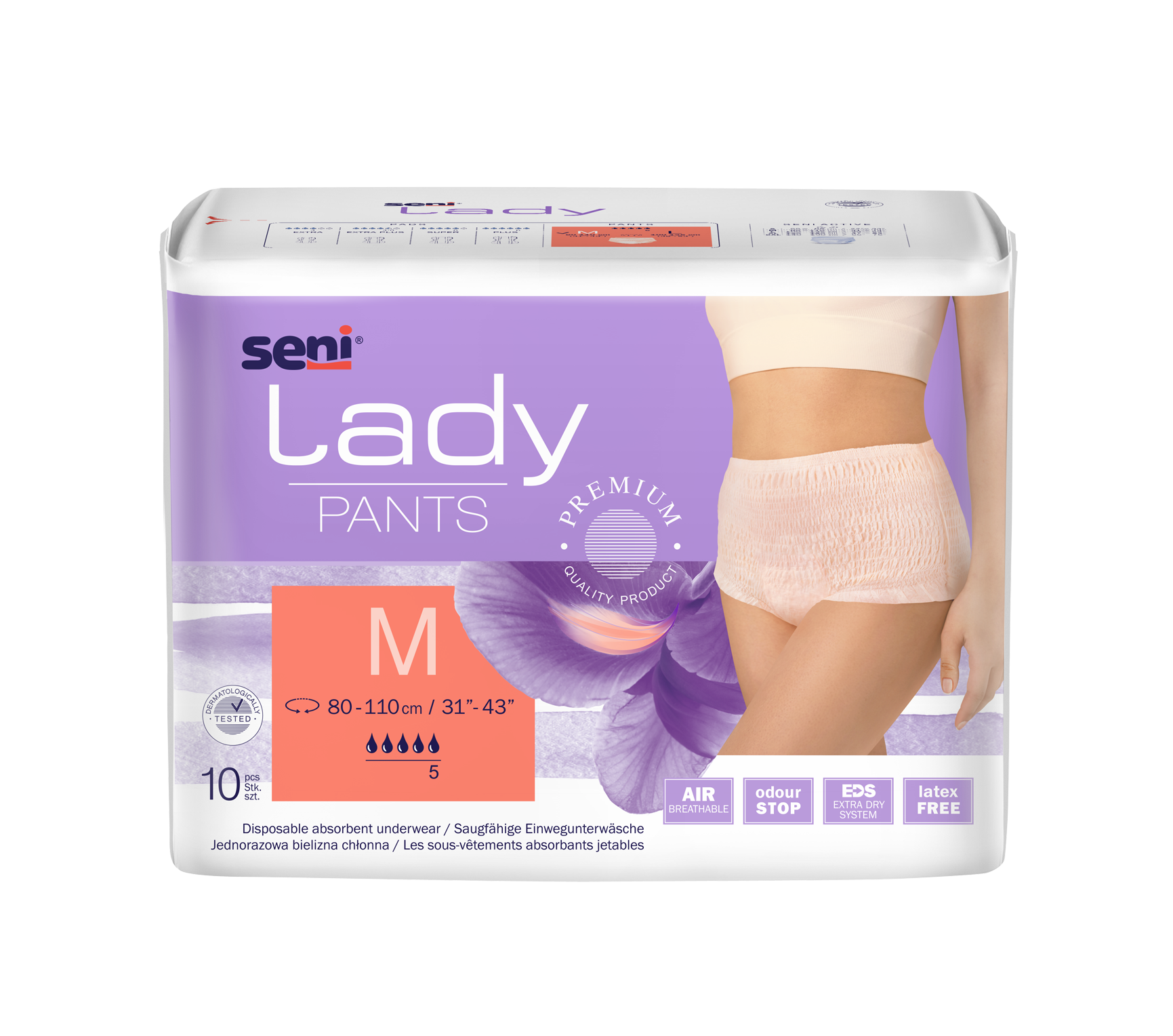 Seni Lady Pants Medium Einmalhosen 10 Stück Hüftumfang 80-110cm diskrete Inkontinenzhosen