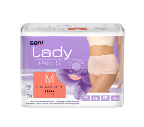 Seni Lady Pants Medium Einmalhosen 10 Stück Hüftumfang 80-110cm diskrete Inkontinenzhosen