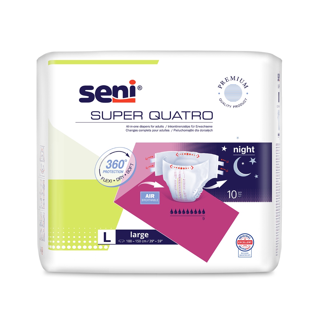 seni super quatro large, packung mit 10 stück, vorderansicht
