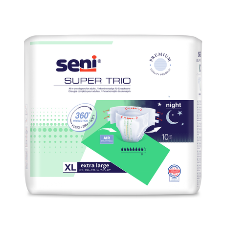 Seni Super Trio Large Inkontinenzhosen 10 Stück NEU - Saugstärke 3400ml für 100-150cm Hüftumfang