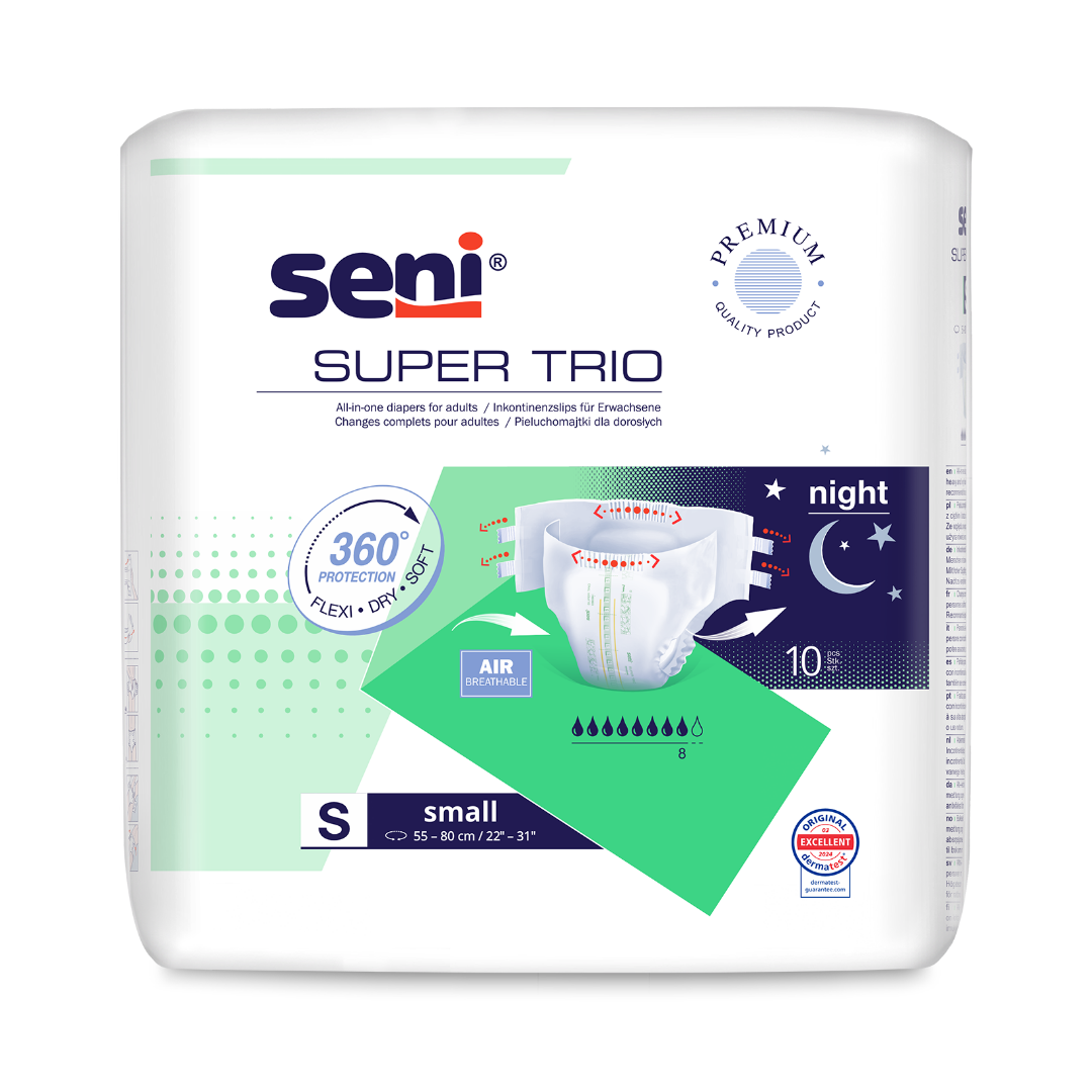Seni Super Trio Small Inkontinenzhosen 10 Stück NEU - Saugstärke 2600ml für 55-80cm Hüftumfang