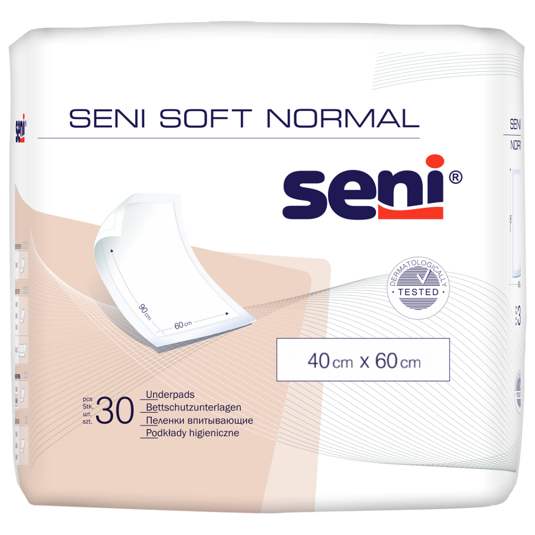 Seni Soft Normal Bettschutzunterlage 40x60 cm, Packung mit 30 Stück, Vorderansicht