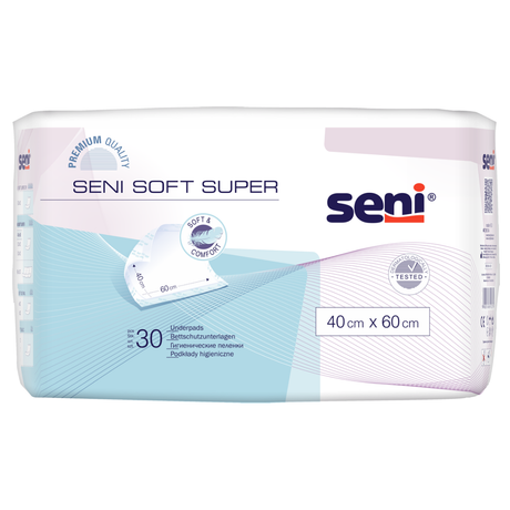 Seni Soft Super Bettschutzunterlage 40x60 cm, Packung mit 30 Stück, Vorderansicht