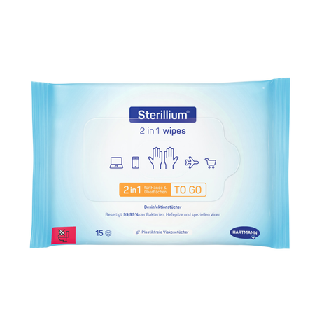 Sterillium 2-in-1 Wipes Packung mit 15 Desinfektionstüchern